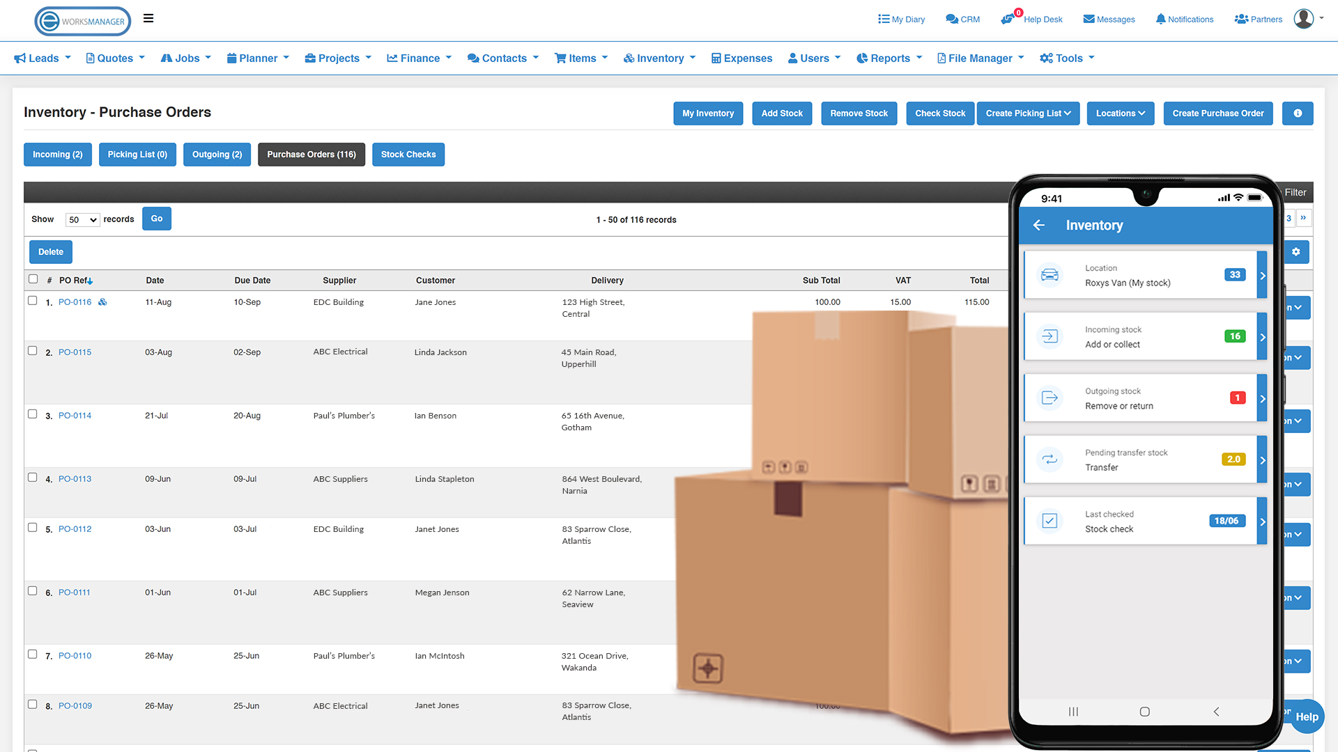 screenshot of Eworks Manager